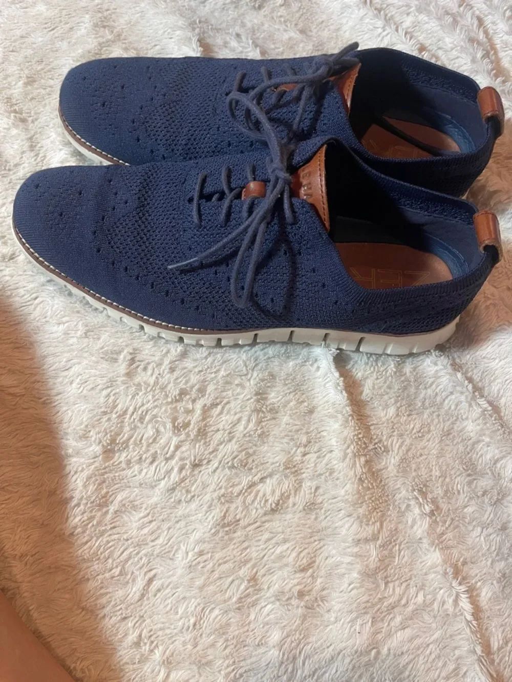 Cole Haan Men's Knit Navy Lace-Up Casual Sneakers with White Sole size 10